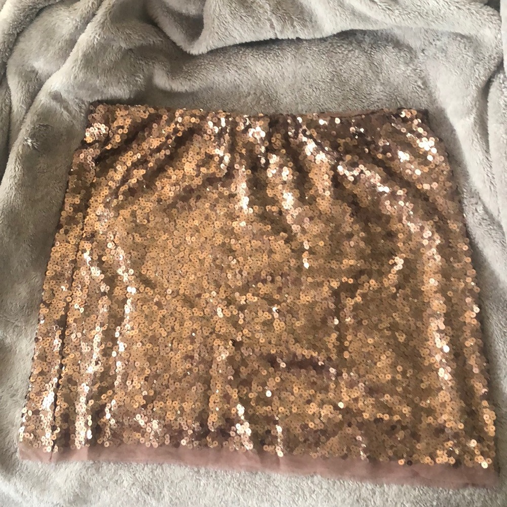 Large rose gold sequin skirt